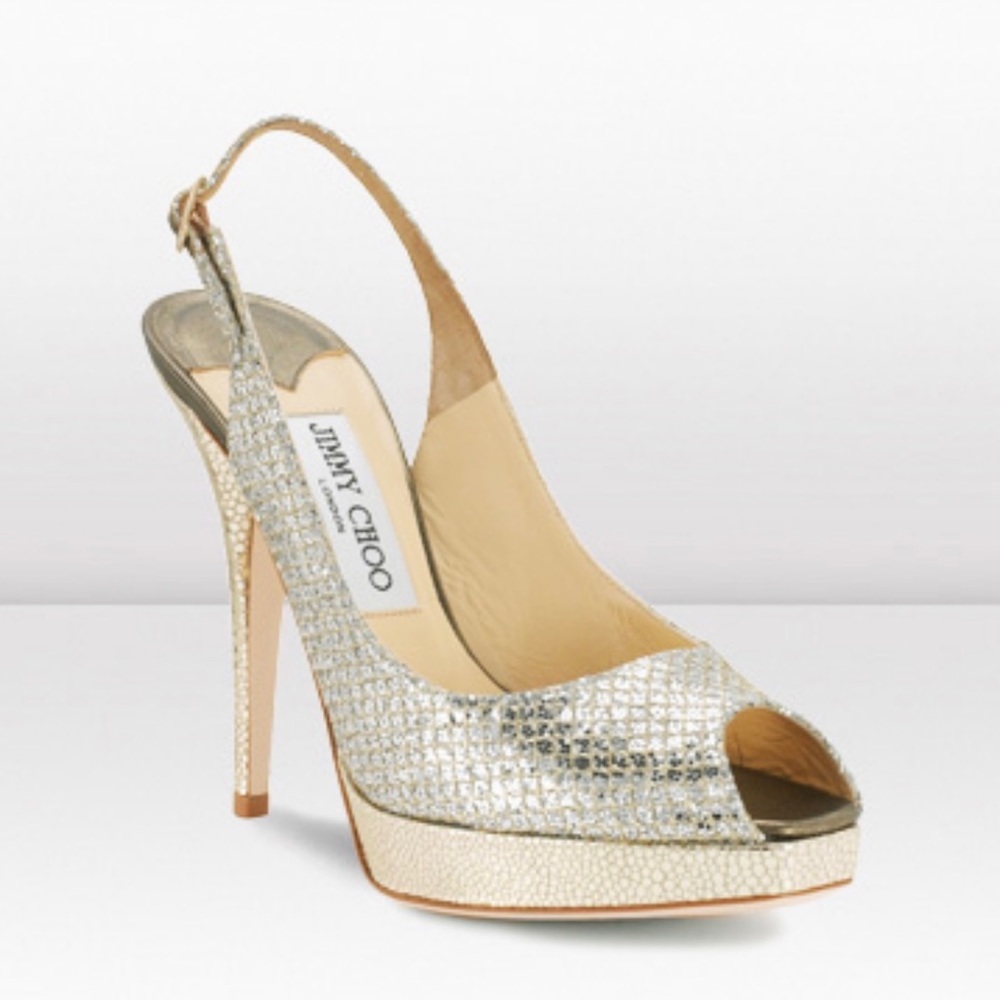 Jimmy Choo Clue glitter slingback pumps shoes size 40